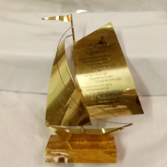 Vintage 1995 Brass Sailboat with a Marble Base , THE LIGHTHOUSE - Picture 1 of 5